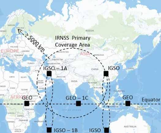 印度的區(qū)域?qū)Ш较到y(tǒng)僅能覆蓋印度及其附近 印度的區(qū)域?qū)Ш较到y(tǒng)僅能覆蓋印度及其附近